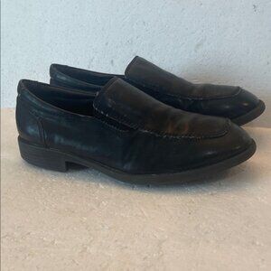George Dennis classic black faux Leather slip on Loafers shoes big boys size 5